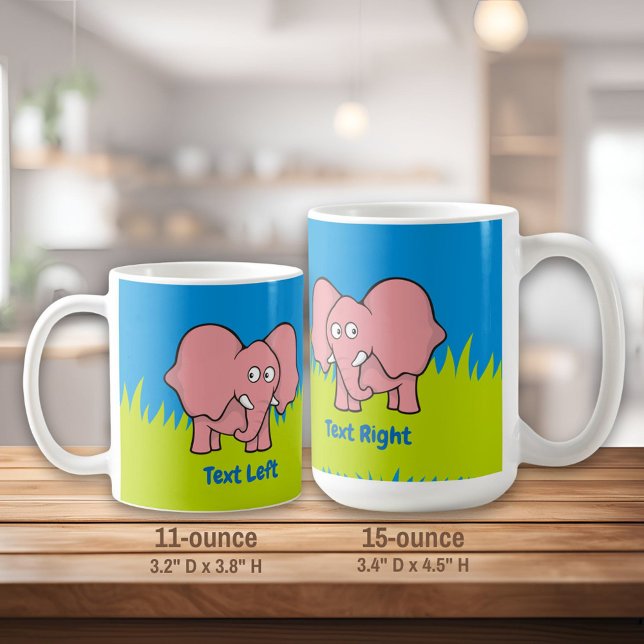 Caneca De Café Caneta de café de desenho de elefante rosa (Criador carregado)
