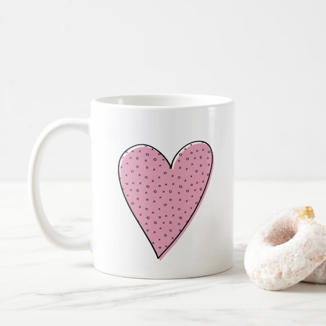 Caneca De Café Caneta de coração rosa e azul (Com Donut)