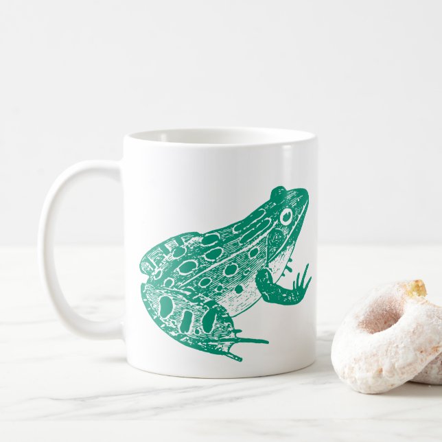 Caneca De Café Caneta de Ilustração de Sapo Verde (Com Donut)