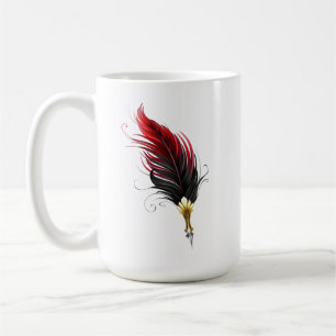 Caneca De Café Caneta de penas vermelhas com ninho de ouro