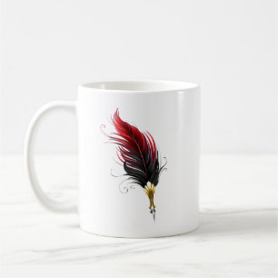 Caneca De Café Caneta de penas vermelhas com ninho de ouro