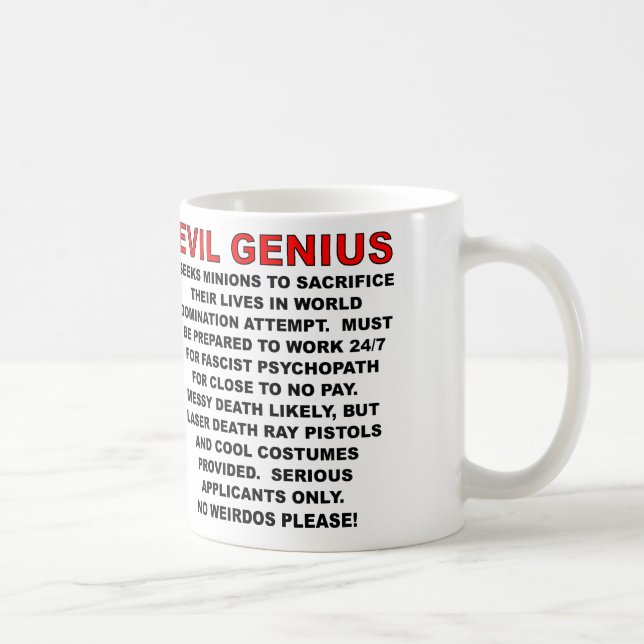 Caneca De Café Caneta Engraçada de Anúncio de Vilão (Direita)