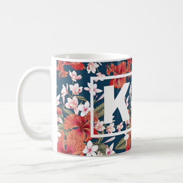 Caneca De Café Caneta Floral Colorida Personalizada (Esquerda)