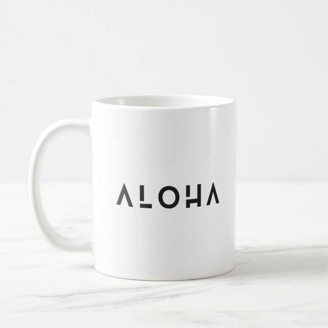 Caneca De Café Caneta Gráfica "Aloha" Branca, Moderna (Esquerda)