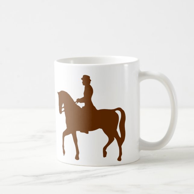 Caneca De Café Caneta Silhueta Clássica de Cavalo e Mulher (Direita)