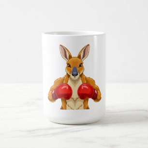Caneca De Café Canguru animado com luvas de boxe vermelhas 