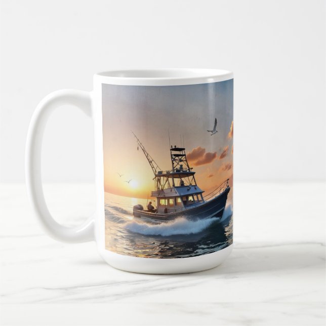 Caneca De Café Canhão de Barcos de Pesca (Esquerda)