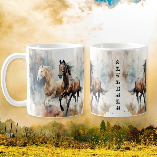 Caneca De Café Canhão de Cavalo Selvagem Ocidental (Criador carregado)