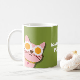 Caneca De Café Canhão de Gato de Cartografia Rosa