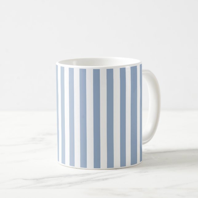 Caneca De Café Canhão de Stripe Azul e Branco (Frente Esquerda)