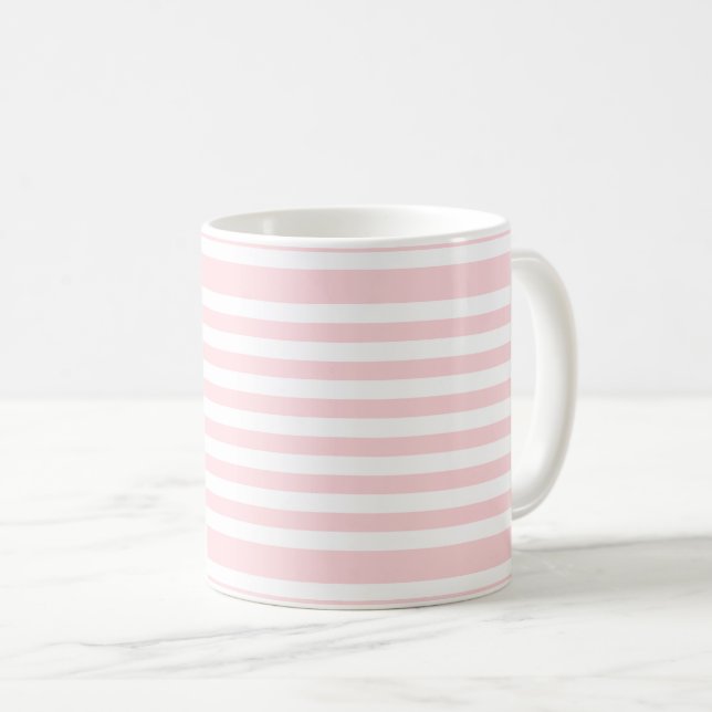 Caneca De Café Canhão de Stripe Rosa e Branco (Frente Esquerda)