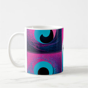 Caneca De Café Canhão Geométrico Azul-Preto-Rosa