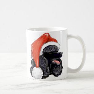 Caneca De Café Caniche padrão preta do Natal
