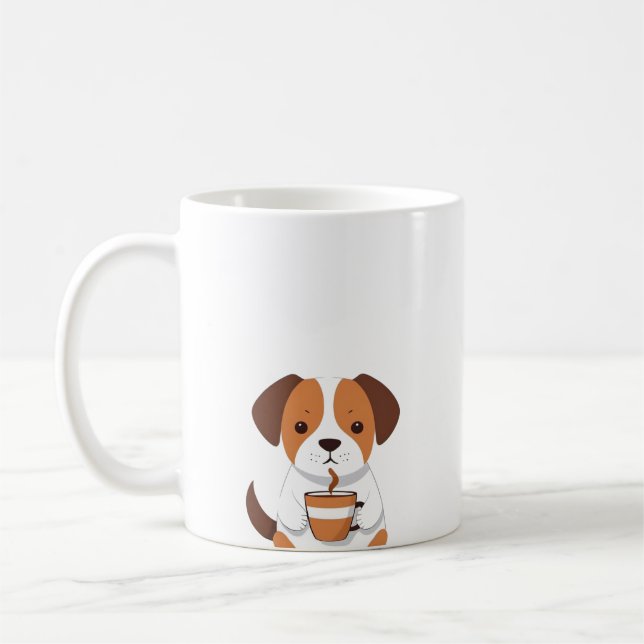 Caneca De Café Canina Bebendo (Esquerda)
