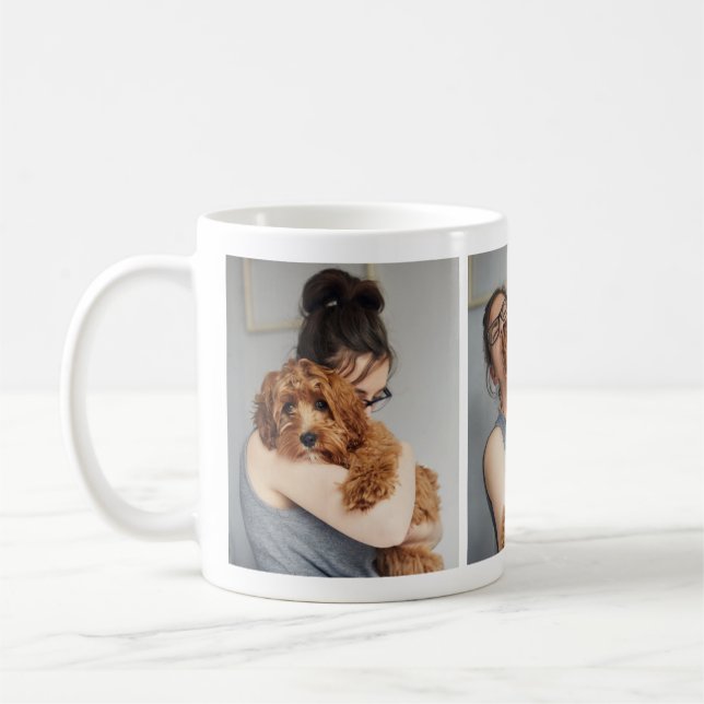 Caneca De Café Canino Adorável Colagem de Fotos de Lover (Esquerda)