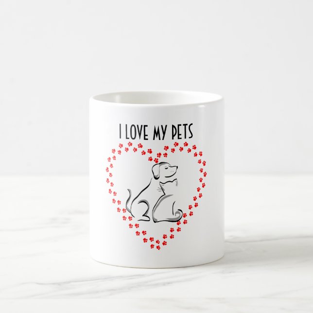 Caneca De Café Canino e Gato Pawprint Heart Mug (Centro)