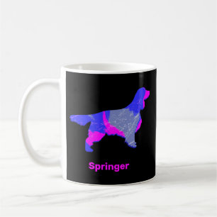 Caneca De Café Canino Espanhol Springer Silhout Rosa Quente Preto
