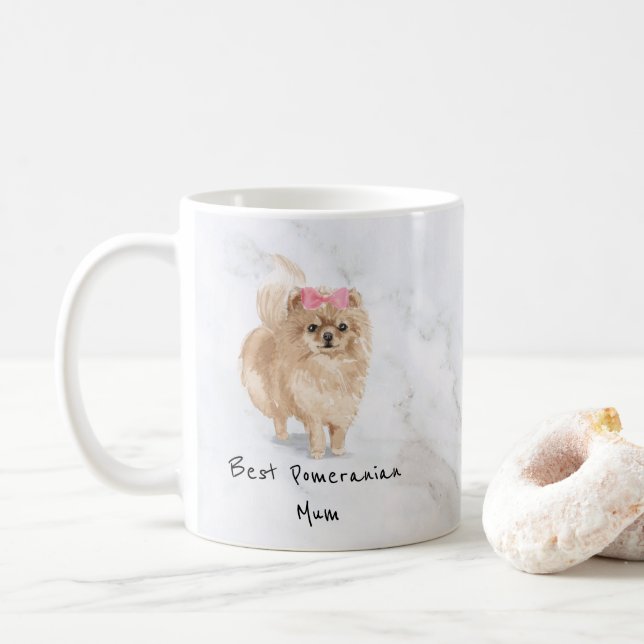 Caneca De Café Canino Personalizado Pomerano (Com Donut)