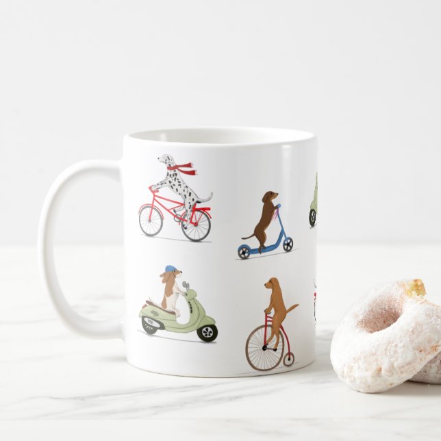 Caneca De Café Caninos e Patinetes  (Com Donut)