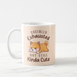 Caneca De Café Cansado Socialmente Mas Ainda Fofo - Shiba Inu