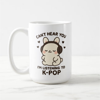 Caneca De Café Can't Hear You I'm Listening to K-Pop Music,Kawaii