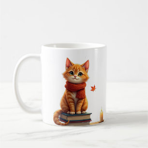 Caneca De Café Cantinho de Leitura do Gato Aconchegante Ilustraçã