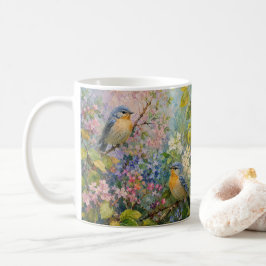 Caneca De Café Canto de Pássaros Entre Flores