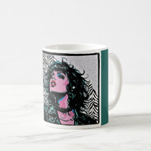 Caneca De Café Cantora Pop Art Rocker Punk Meio-Tom Amantes da Mú