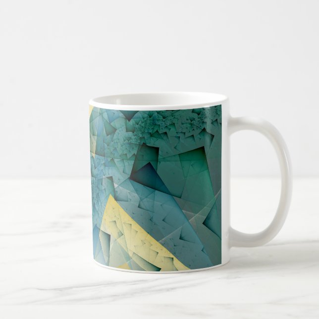 Caneca De Café Cantos verdes fractais geométricos (Direita)