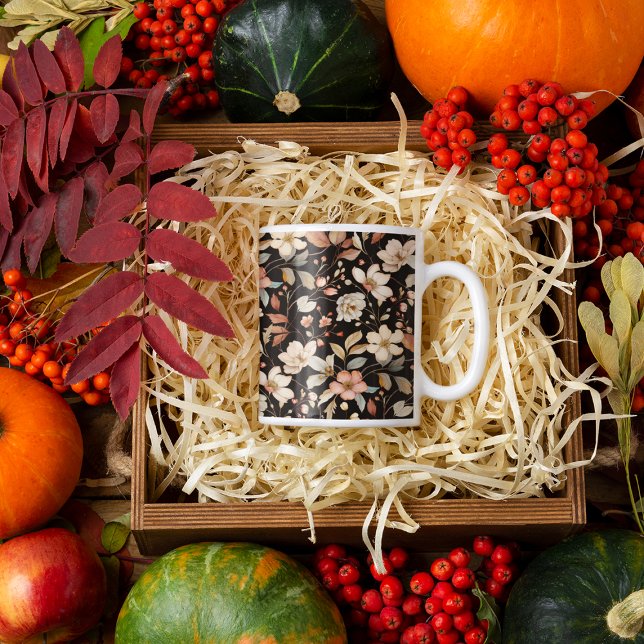 Caneca De Café Canuca Floral de Outono Elegante (Criador carregado)