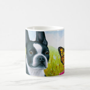 Caneca De Café Cão 134 Boston Terrier Butterfly