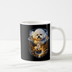 Caneca De Café Cão Bichon Frise Natureza Uivando para a Lua