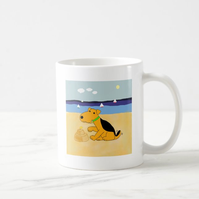 Caneca De Café Cão bonito de Airedale Terrier dos desenhos (Direita)
