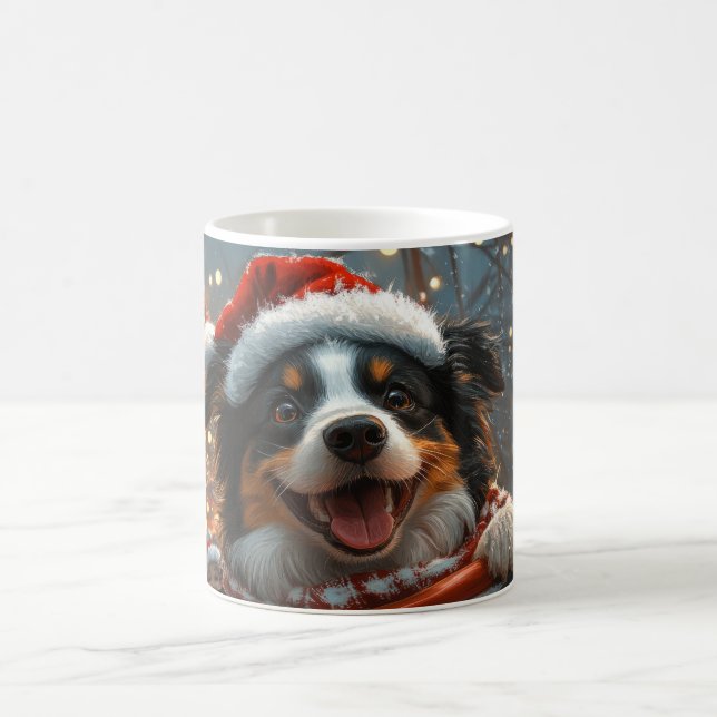 Caneca De Café Cão Border Collie Montanha-russa Natal (Centro)
