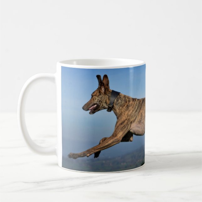 Caneca De Café Cão Brindled Running do galgo do Lurcher de (Esquerda)