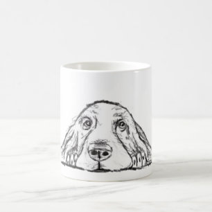 Caneca De Café cão-caçador preto branco-cachorrinho