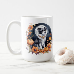 Caneca De Café Cão Cachorro Cachorro Halloween Moon Floral Lover