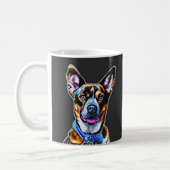 Caneca De Café Cão Cachorro Portrait Pintado, Cão Isolado (Esquerda)