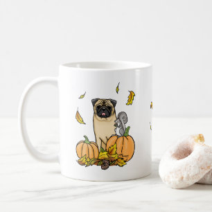 Caneca De Café Cão Cachorro Queda (esmaecido) Pumpkins deixa-se