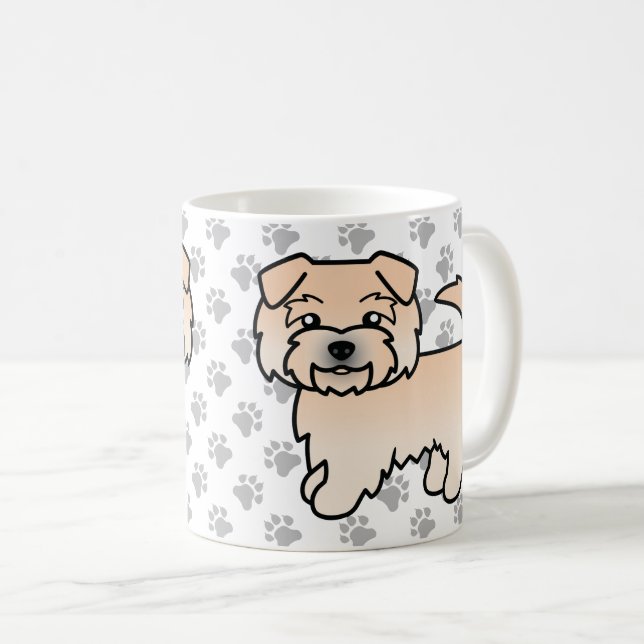 Caneca De Café Cão Cartoon Wheaten Norfolk Terrier & Patas (Frente Esquerda)