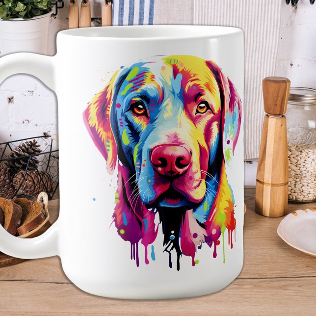 Caneca De Café Cão Colorido Pop de Arte do Labrador Retroativo (Criador carregado)