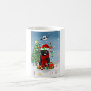 Caneca De Café Cão da Terra Nova com presentes de Natal