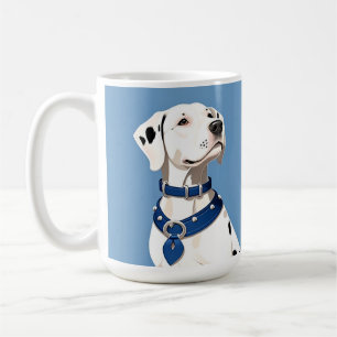 Caneca De Café Cão Dalmata com Coleira Azul
