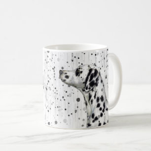 Caneca De Café Cão Dalmatian manchado preto e branco