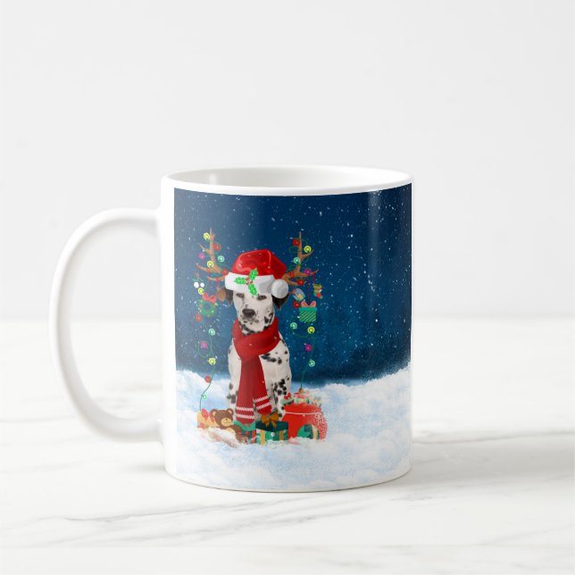 Caneca De Café Cão Dalmático com presentes de Natal (Esquerda)
