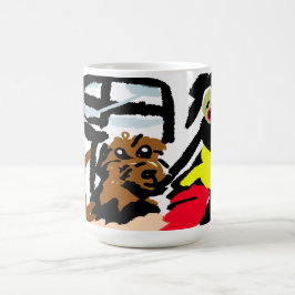Caneca De Café Cão de Água Americano e senhora caminhando