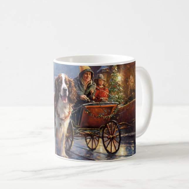Caneca De Café Cão de Água Inglês Springer Temporada Festiva de N (Frente Esquerda)