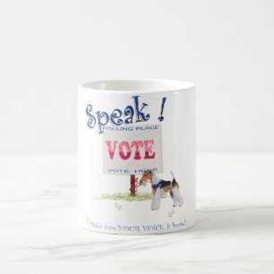 Caneca De Café Cão de Caça Terrier de Pelo Duro Votando Voz