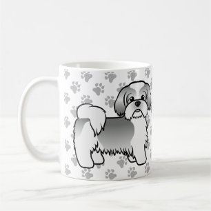Caneca De Café Cão De Cartoon De Silver E White Shih Tzu Cute