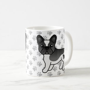Caneca De Café Cão-de-Cartoon Negro Piebaldo Francês